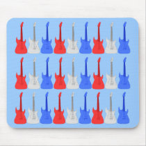 Red White and Blue Guitars Mousepad at Zazzle