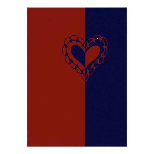 Red, White, and Blue Heart Wedding Invitation