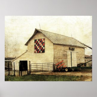 Red, White, and Blue Iowa Barn Quilt print