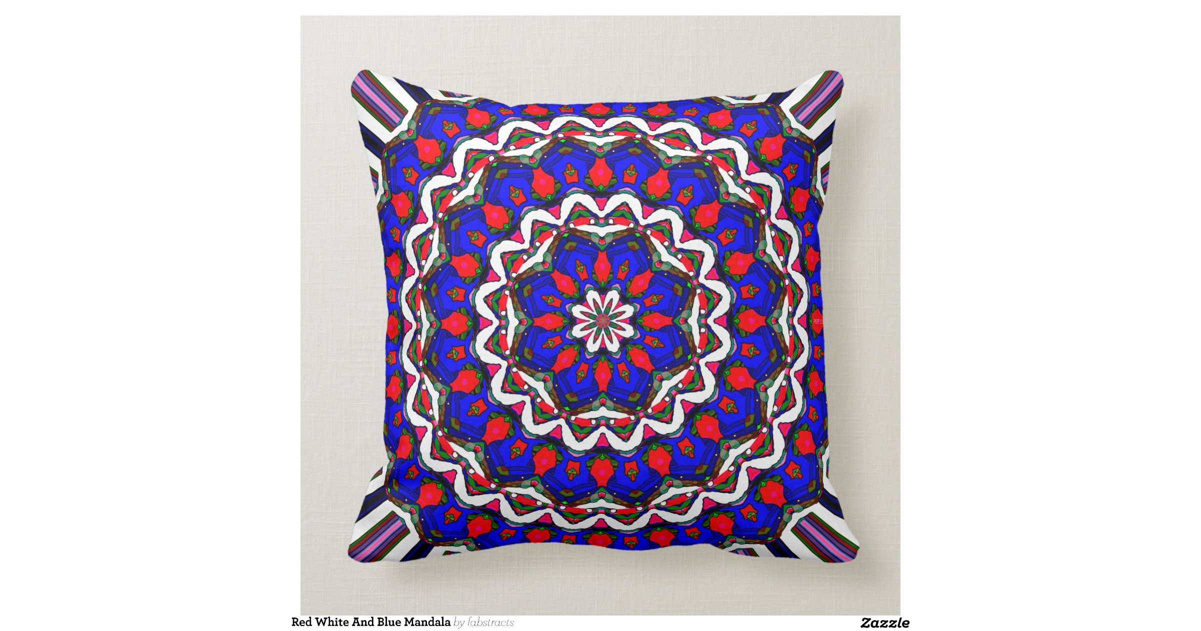 Red White And Blue Mandala Throw Pillow Zazzle