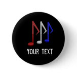 Red White and Blue Music Notes Pinback Button