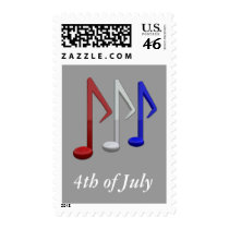 Red White and Blue Music Notes for 4th July Postage Stamps