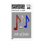 Red White and Blue Music Notes for 4th July Postage Stamps