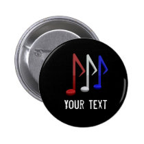 Red White and Blue Music Notes Pinback Button at Zazzle