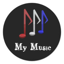 Red White and Blue Music Notes Stickers