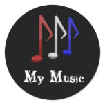 Red White and Blue Music Notes Stickers