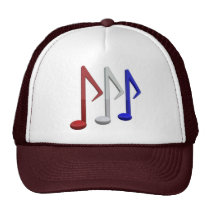 Red White and Blue Music Notes Trucker Hat at Zazzle
