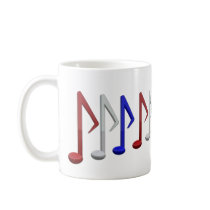 Red White and Blue Music Scale Notes Mugs