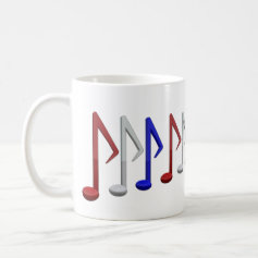 Red White and Blue Music Scale Notes Mugs