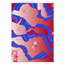 red white and blue number six cards