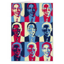 Red, White and Blue Obama Pop Art Greeting Cards