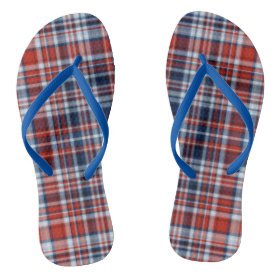 Red White and Blue Plaid Flip Flops