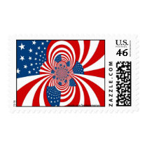 red white and blue postage