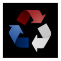 Red, White and Blue Recycling Symbol posters by yarddawg Red, White and Blue Recycling Symbol posters