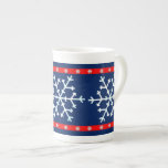 Red White and Blue Snowflakes mugs