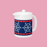 Red White and Blue Snowflakes teapots