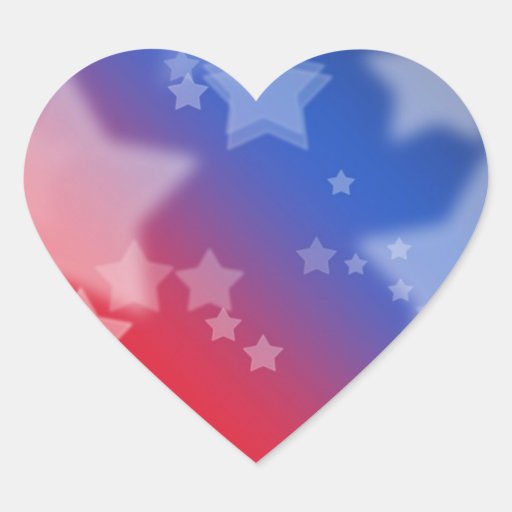 Red White and Blue Star Background Heart Sticker Zazzle