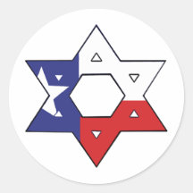 Red White and Blue Star Round Stickers