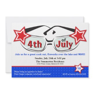 Red White and Blue Sunglasses Invitation invitation