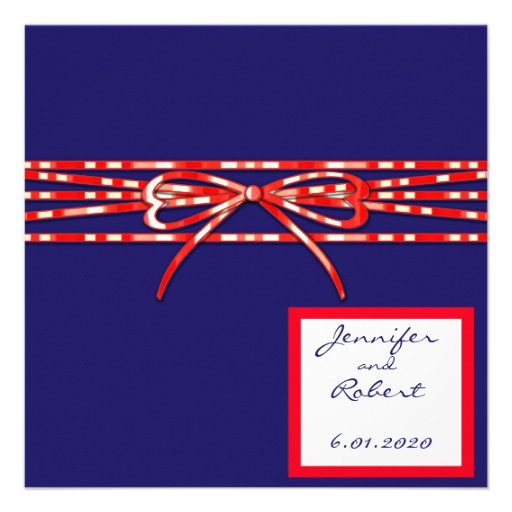 Red White and Blue Wedding Invitation (front side)