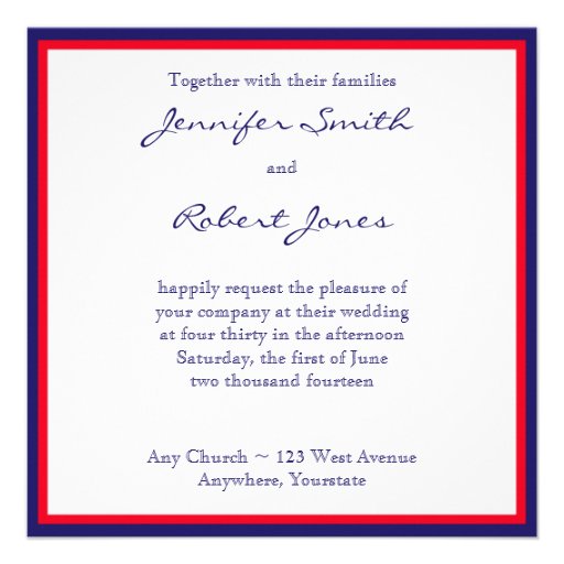 Red White and Blue Wedding Invitation