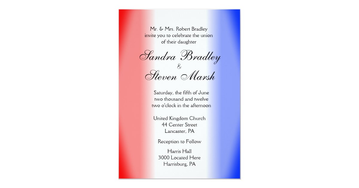 Red White and Blue Wedding Invitations Zazzle