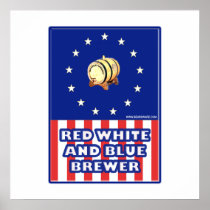 Red White And Blue Wine Brewer Posters