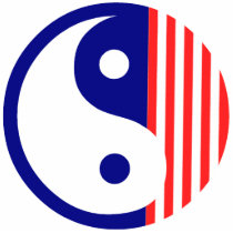 Red White and Blue Yin Yang photo sculptures