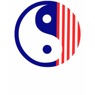Red White and Blue Yin Yang shirt