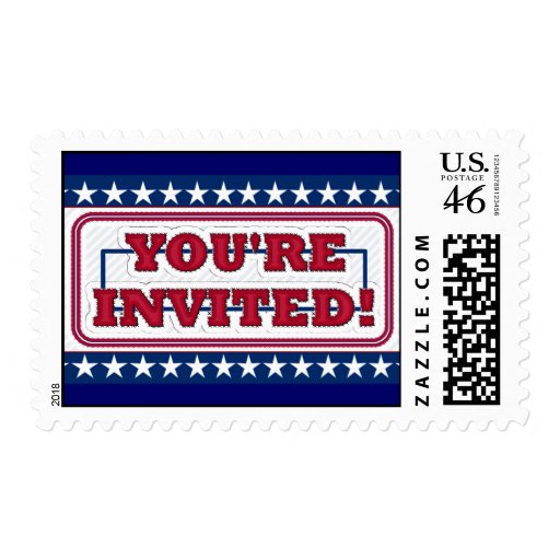 Red White and Blue You're Invited Stamps