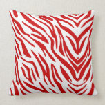 REd White and Blue Zebra Pattern Throw Pillow