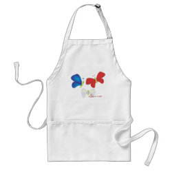 Red, White and Butterflies apron