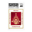 Red, White, and Gold Christmas Tree Postage