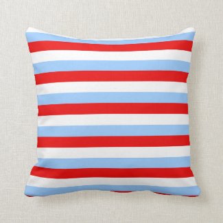 Red White and Light Blue Stripe Throw Pillows