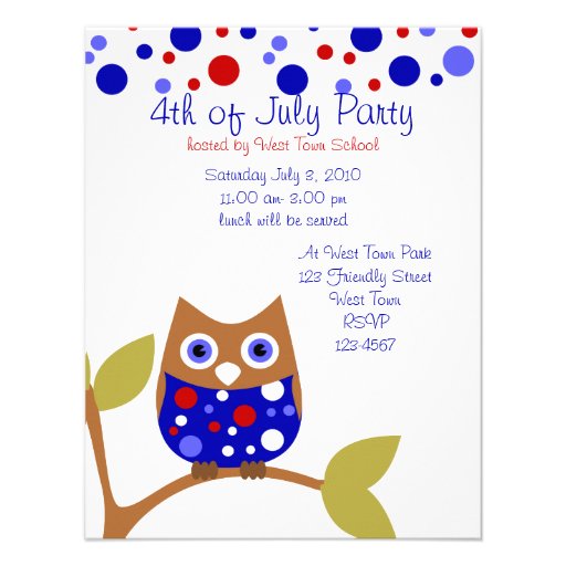 Red White and Who Owl Personalized Announcements
