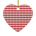 Red White Argyle Heart Ornament ornament