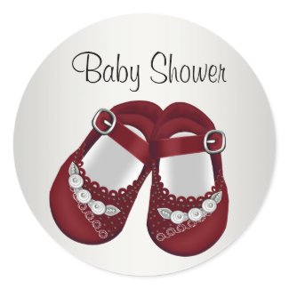 Red White Baby Shoes Baby Girl Shower Stickers sticker