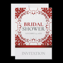 Red White Batik Bridal Shower Party Invitation invitations