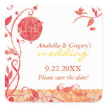 Red, White Bird Cage Save the Date Wedding Sticker