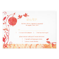 Red, White Bird Theme Wedding RSVP (3.5x5) Invitation