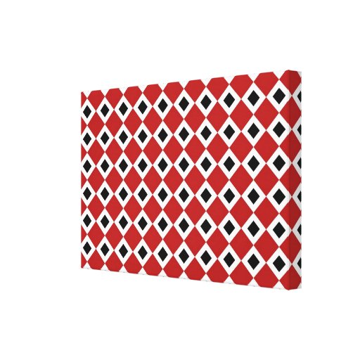 Red, White, Black Diamond Pattern Gallery Wrapped Canvas