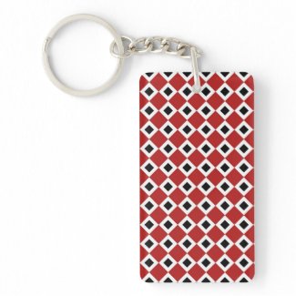 Red, White, Black Diamond Pattern Acrylic Keychains