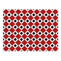 Red, White, Black Diamond Pattern postcards