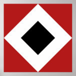Red, White, Black Diamond Pattern Poster