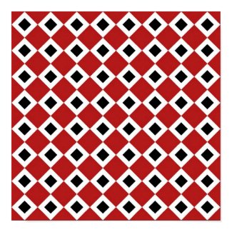 Red, White, Black Diamond Pattern Poster