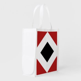 Red, White, Black Diamond Pattern Reusable Grocery Bags