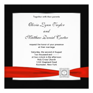 Red White Black Red Black Wedding Custom Invite