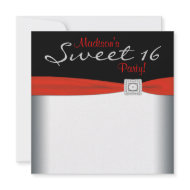 Red White Black Sweet 16 Birthday Party invitation