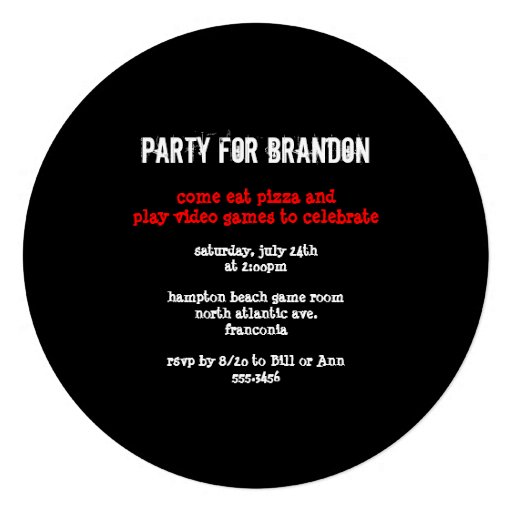 Red, White Black Teen Boy's Birthday Party Invite