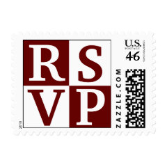 Red White Block Lettering RSVP Wedding Stamps
